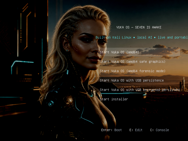 Vuka OS RC13 UEFI boot menu